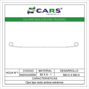 AGRALE VOLARE MA9.2 / WO / W9 TRASERA HOJA