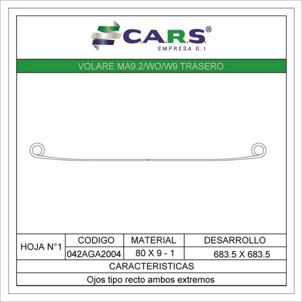 AGRALE VOLARE MA9.2 / WO / W9 TRASERA HOJA