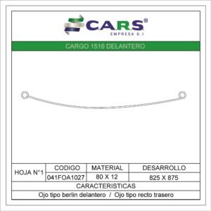 FORD CARGO 1516 DELANTERA HOJA