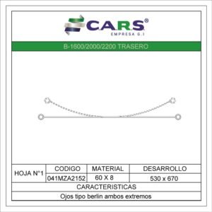 MAZDA B 1600-2000-2200 TRASERA HOJA