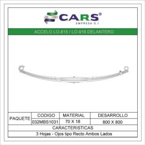 MERCEDES BENZ ACCELO LO815LO916 DELANTERA 3 HOJAS