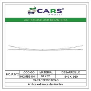MERCEDES BENZ ACTROS 3133-3134 DELANTERA HOJA