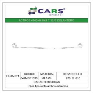 MERCEDES BENZ ACTROS 4143-44 8X4 1 EJE DELANTERA HOJA