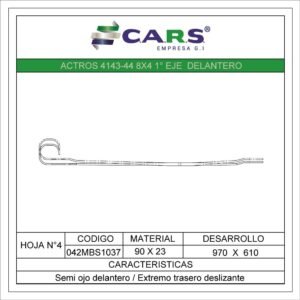 MERCEDES BENZ ACTROS 4143-44 8X4 1 EJE DELANTERA HOJA