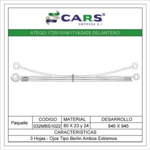 MERCEDES BENZ ATEGO 1725-1518-1718-2425 DELANTERA 3 HOJAS