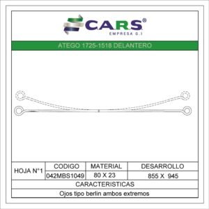 MERCEDES BENZ ATEGO 17251518 DELANTERA HOJA