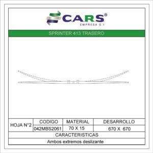 MERCEDES BENZ SPRINTER 413 TRASERA HOJA