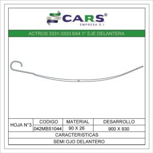 MERCEDES BENZ ACTROS 3331-3333 6X4 1° EJE DELANTERA HOJA 3